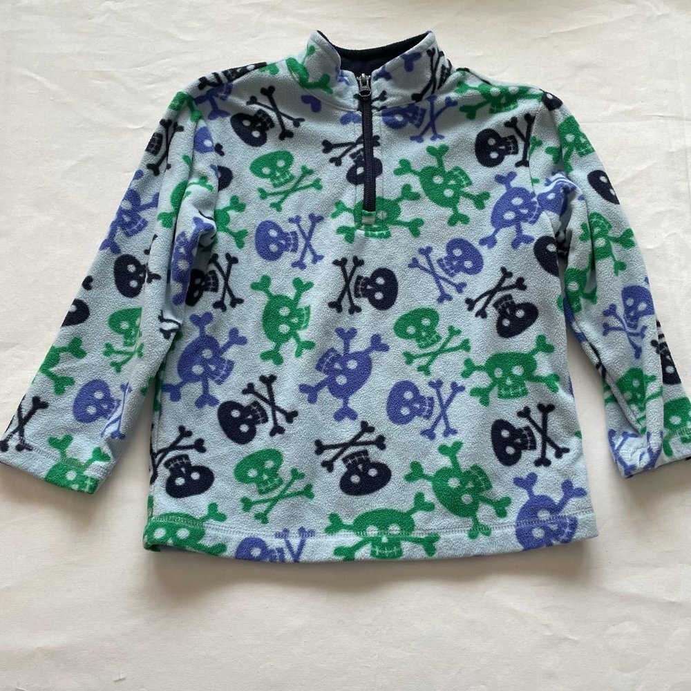Hanna Anderson Blue Skull Fleece Pullover size 5 - Picture 2 of 6